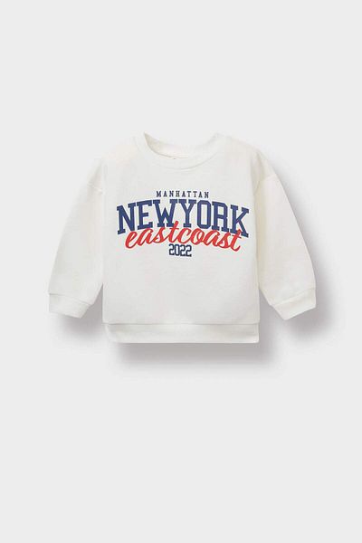 DeFacto Baby Boy Crew Neck Printed Sweatshirt E9222A525Au