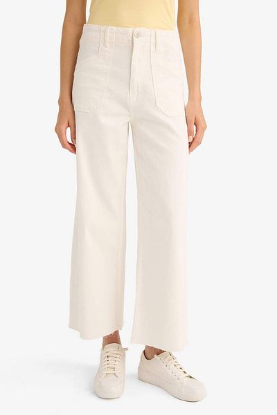 DeFacto Short Wide Leg High Waist Cutout Hem Ankle Length Jean Pants F7788Ax25Au