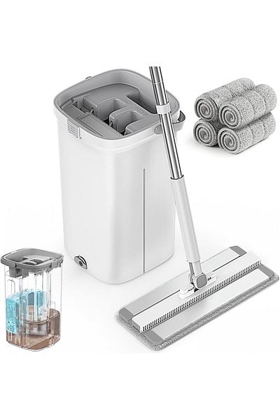 COOYA Mop and Bucket with Wringer Set 2-Chamber Design Separates Dirty and Clean Water for Home Floor