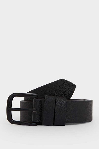 DeFacto Men's Rectangular Buckle Faux Leather Casual Belt F7033Axns