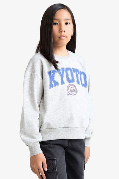 DeFacto Girl's Relax Fit Crew Neck Printed 2-Piece Sweatshirt E6473A825Au