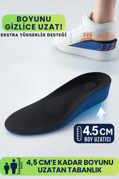 ORTHOTECH 4,5 Cm Boy Uzatıcı Tabanlık , Boy Uzatan Tabanlık Gizli Boy Uzatıcı...