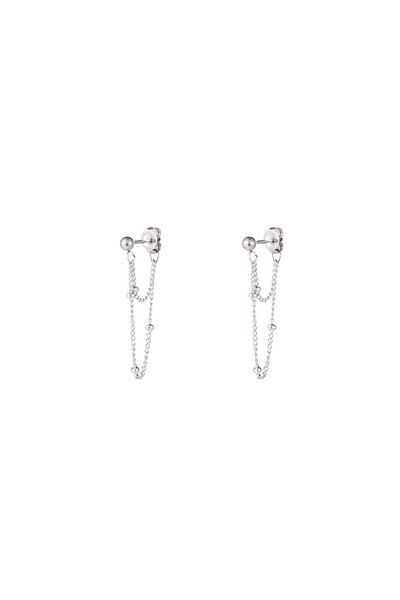 Go Dutch Label Beaded double line earrings (stainless silver)