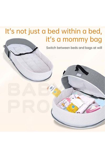 COOYA 3 in 1 Baby Crib Cradle, Portable Baby Bed, Foldable Infant Crib with Mosquito Net (Gray)