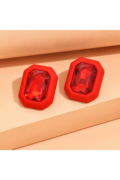 Choice RED Luxury Design Sparkly Glass Y2k Bridal Charm Stud Earrings For Women 2024 Trendy Unusual Pendant
