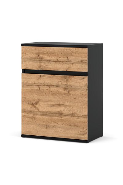 Meble Comodă Black Wotan cu sertare și dulap de 60 cm, modernă, fără mânere, pentru living și dormitor