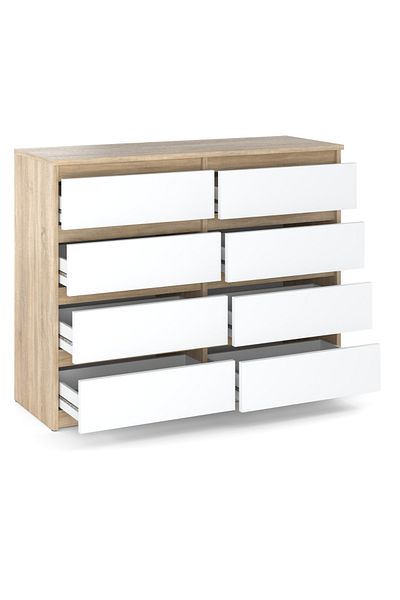 Meble Comodă mare cu sertare Sonoma Oak White 120cm 8S Dulap TV pentru living