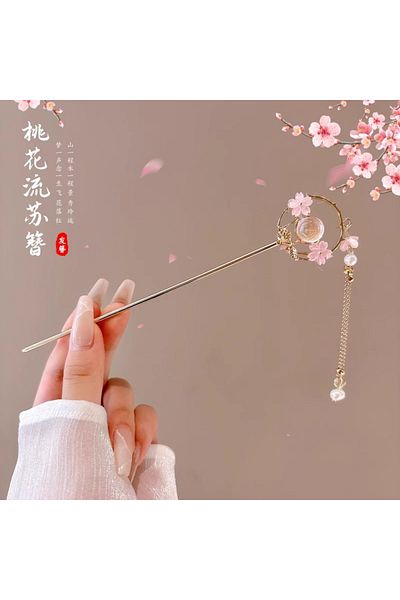Choice SILVER PLATED Sweety Romantic Hairpin For Women Vintage Chinese Style Flower Tassel Hair Stick Elega