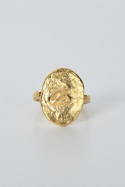 BE BLUE Gold Snake Figure Ring