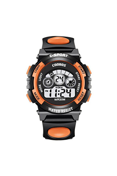 Choice ساعات إلكترونية للأطفال برتقالية اللون مزودة بمينا مضيئة مقاومة للماء ...