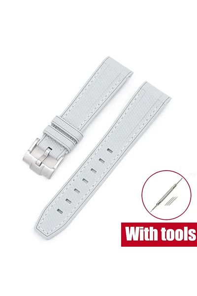 Choice 20mm Light grey Watch Band for Omega X Swatch Joint MoonSwatch Curved End Diving Silicone Rubber Wri