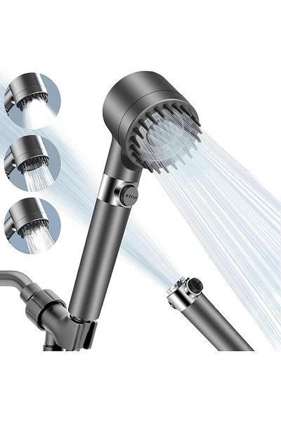 Türkiye Filtered Shower Head, High Pressure Shower Head with 3 Spray Modes, Power Wash for Hard Water, Handh