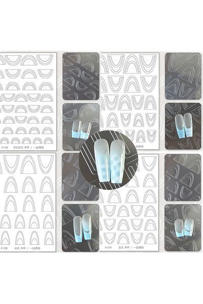 Choice 5 Sheets 5Pcs Hollow Lace French Nail Art Stickers Self-Adhesive Slider Nail Art Decals Decoration D