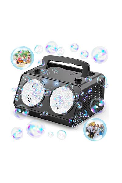 ALAINN Mașină de făcut bule de săpun Alainn, efect de iluminare LED, lichid pentru bule inclus