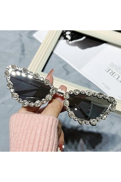 Choice Silver Luxury Design Cat Eye Sunglasses Women Fashion Vintage Brand Sun Glasses Metal Frame Driving