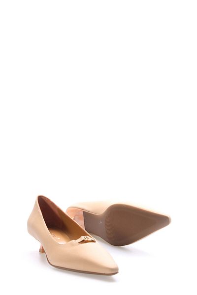 Ayakkabıhane Inside and Outside Genuine Leather Mink Stylish Women's Short Heeled Shoes Ah0801926125787