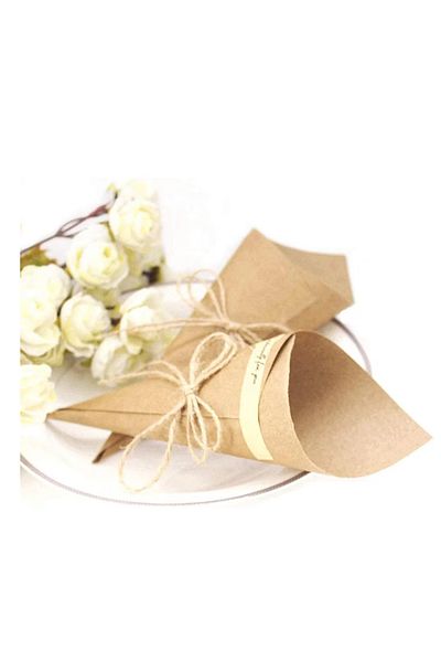 Jzk Set 50 invitatii cu autocolante pentru nunta sau botez JZK, 15 x 15 cm, hartie, textil, maro