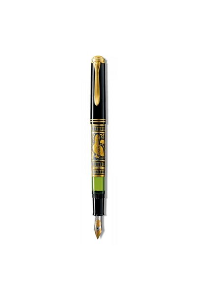 Pelikan Toledo M700 M Fountain Pen, Material Metal, Color Black/Gold, 18k Gold Nib, Hand-Engraved