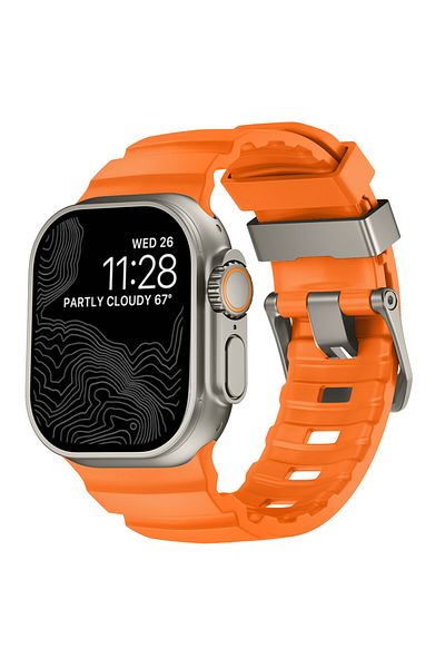 Choice 42 44 45 46 49mm Orange Sport Band For Apple Watch Ultra 2 10 9 8 7 6 SE 5 4 Soft Silicone Titanium