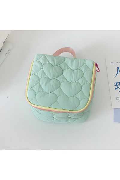 Choice green Korean Version Cute Love Makeup Bag Large Capacity Portable Travel Handbag Wash Bag
