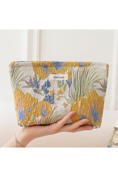 Choice Large bag 8 Women's Makeup Bag, Blue Bouquet, Large Capacity Sanitary Napkin, Touch-up, Makeup Supp