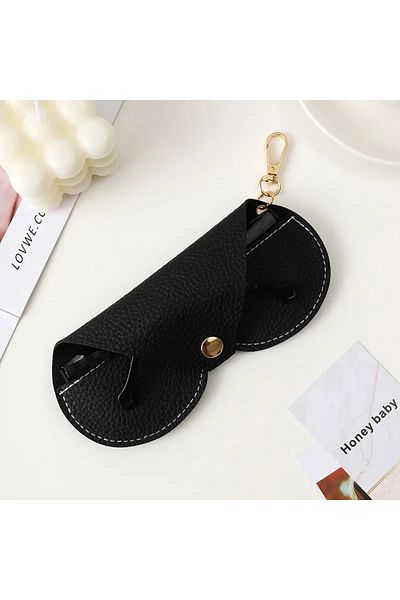 Choice black Cute Hanging PU Leather Sunglasses Reading Glasses Storage Bag Litchi Embossed Glasses Cover P