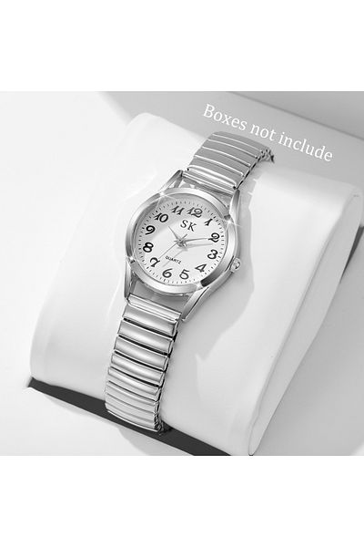 Choice Silver Without Box Elegant Small Dial Women Watches Fashion Elastic Strap Quartz Watch Reloj Mujer（W