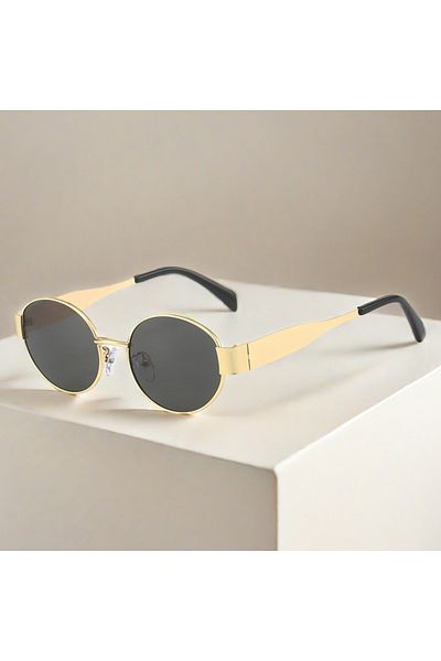 Choice gold black Fashion Oval Sunglasses Women Retro Trend Outdoor Metal Sun Glasses High Quality Classic