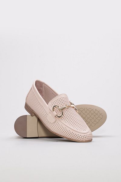 Ayakkabıhane Genuine Leather Inside and Outside Powder Buckle Women's Ballerina Shoes Ah0865726160002116