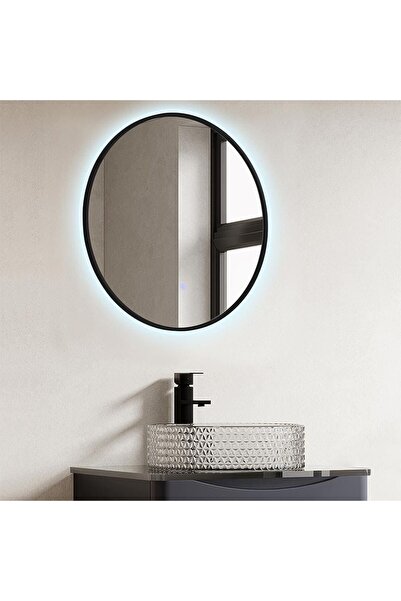 Homelux KENDALL LED Bathroom Mirror – 60 cm, Round, Black Frame, Touch Light Control