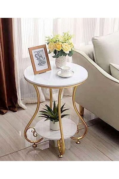 Türkiye Modern Nordic Style Creative Marble Side Table Coffee Table End Table with Metal Legs for Small Spac