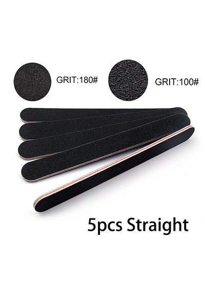 Choice 5Pcs Straight 5pcs/10pcs Nailfile Professional Nail Buffer Black Sandpaper Strong Straight Lime Angl
