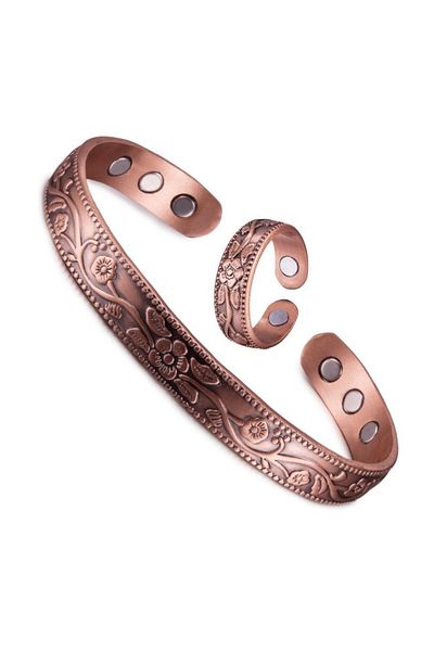 Choice Ring Bracelet Magnetic Bracelet Retro Flower Ring Bracelet Set Adjustable Men's and Women's Plated A