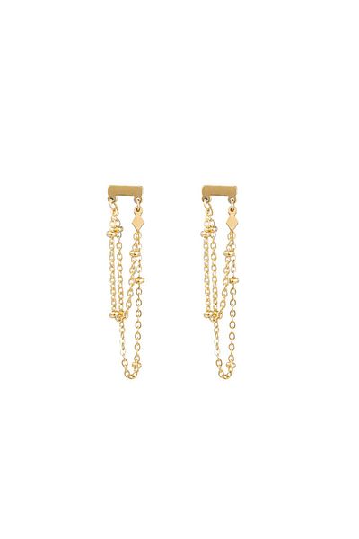 Go Dutch Label Dangling Lines Diamond Earrings (gold stainless steel)