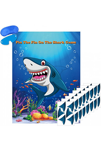 Fowecelt Poster și autocolante pentru copii cu joc de rechin, hârtie, albastr...