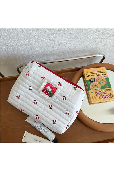 Miniso 1pcs M zhong Kawaii Cartoon Hellokitty Makeup Bag Set Cute Girl Travel Large Capacity 3-Piece Storag