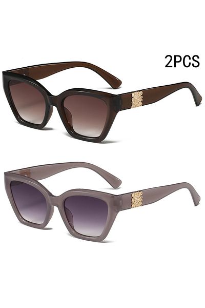 Choice 2PCSBrownPurple 2/6PCS Sunglasses For Women 2025 New Retro Cat Eye Sunshade Sun Protection Fashion S