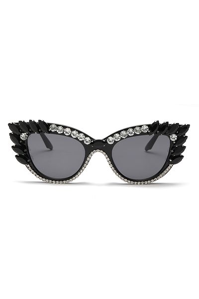 Choice pictures show black black New Personality Fashion Cat Eye Colorful Big Diamond Glasses Droplet shape