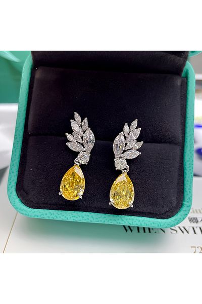 Choice WF1116-1 Personalized Yellow Zircon Pendant Earrings Women 2024 New Style Temperament High Quality W