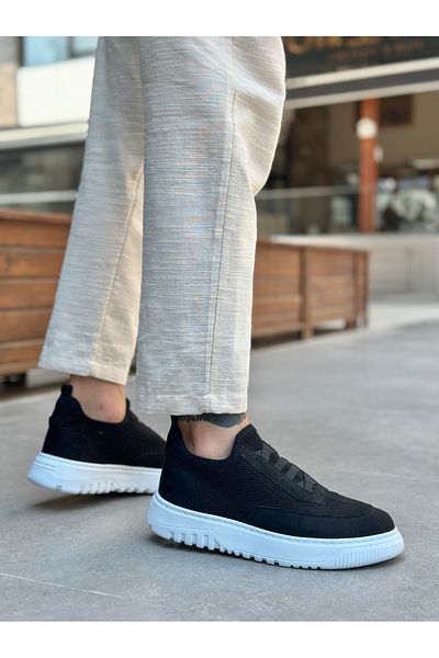 BOA Ba0911 Special Knitted Knitwear Leather Powder Detailed Black Casual Sports Shoes