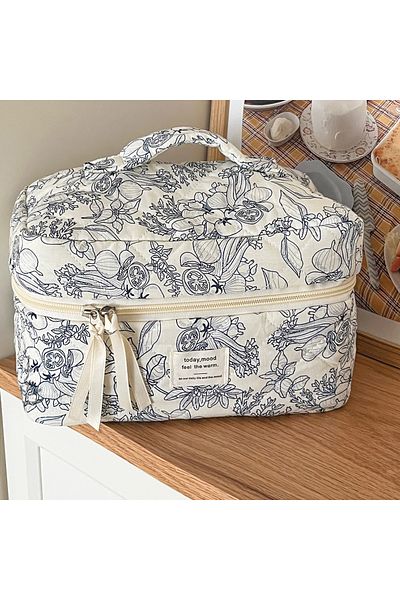 Choice Tote Wholesale Vintage Flower Women Cosmetic Bag Portable Zipper Makeup Travel Organizer Female Hand