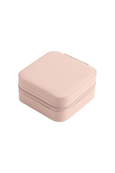 Choice S Pink Portable Mini Jewelry Storage Box Travel Organizer Jewelry Case Leather Storage Earrings Neck