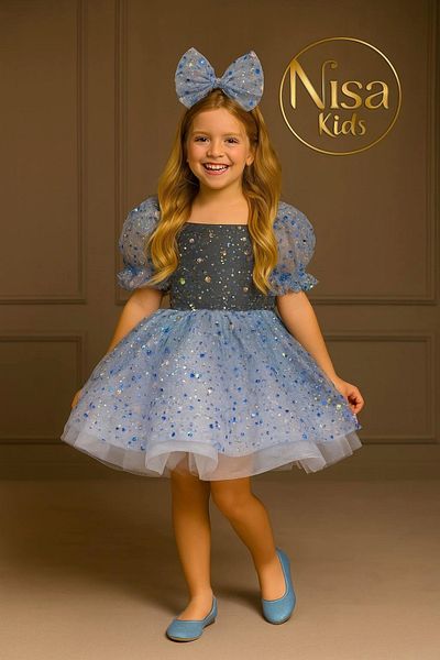 Nissa Blue Girl's Evening Dress