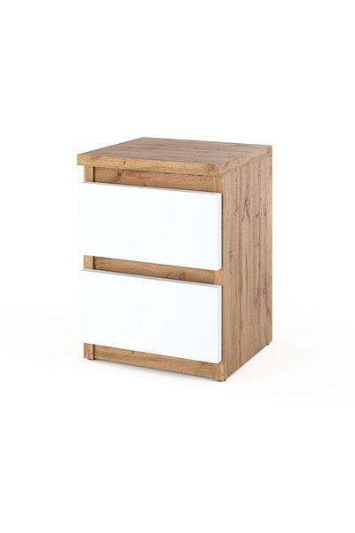 Meble Bedside Table White Oak Wotan 30 CM 2S Bedside Table Nakastlik For Bedroom