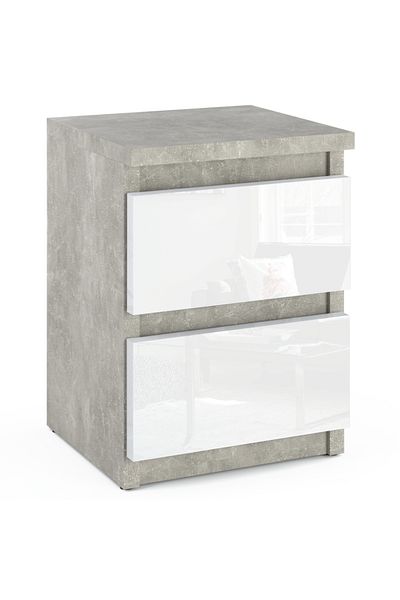 Meble Concrete Nightstand White Gloss 30 CM 2S Nightstand For Bedroom