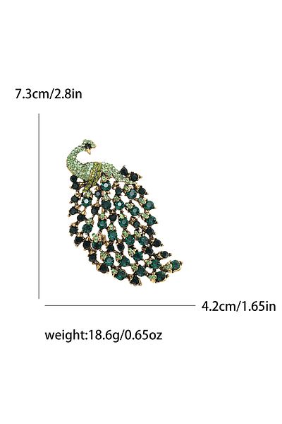 Choice Green3487 Fully Rhinestone Peacock Bird Brooch Fashionable and Elegant Coat Pin Jewelry Accessories