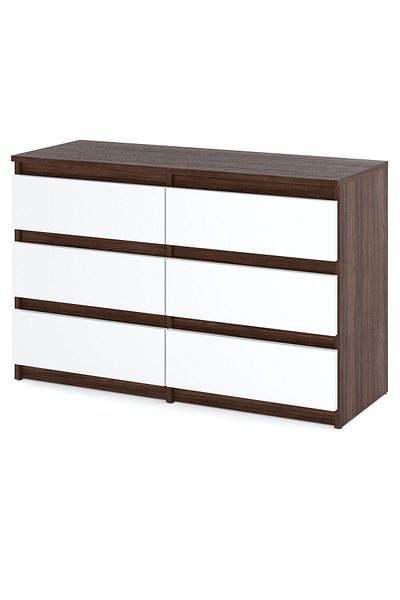 Meble Comodă TV cu sertare pentru living 100 cm, stejar wenge, alb mat