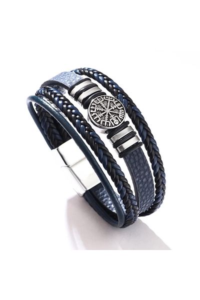 Choice YA1238-2 19cm Trendy Norse Viking Men Bracelet Fashion All-match Multi-layer Braided Leather Bracele
