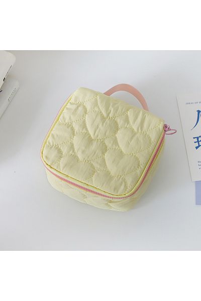 Choice Yellow Korean Version Cute Love Makeup Bag Large Capacity Portable Travel Handbag Wash Bag