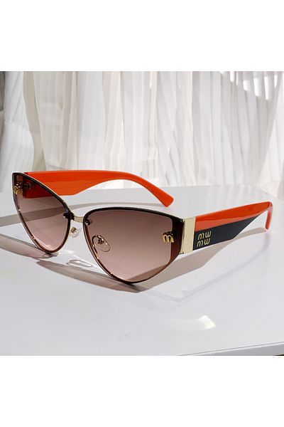 Choice1 Brownpink 2025 New M Letter Cat Eye Sunglasses Internet Celebrity Ins Same Retro Sunglasses Women's
